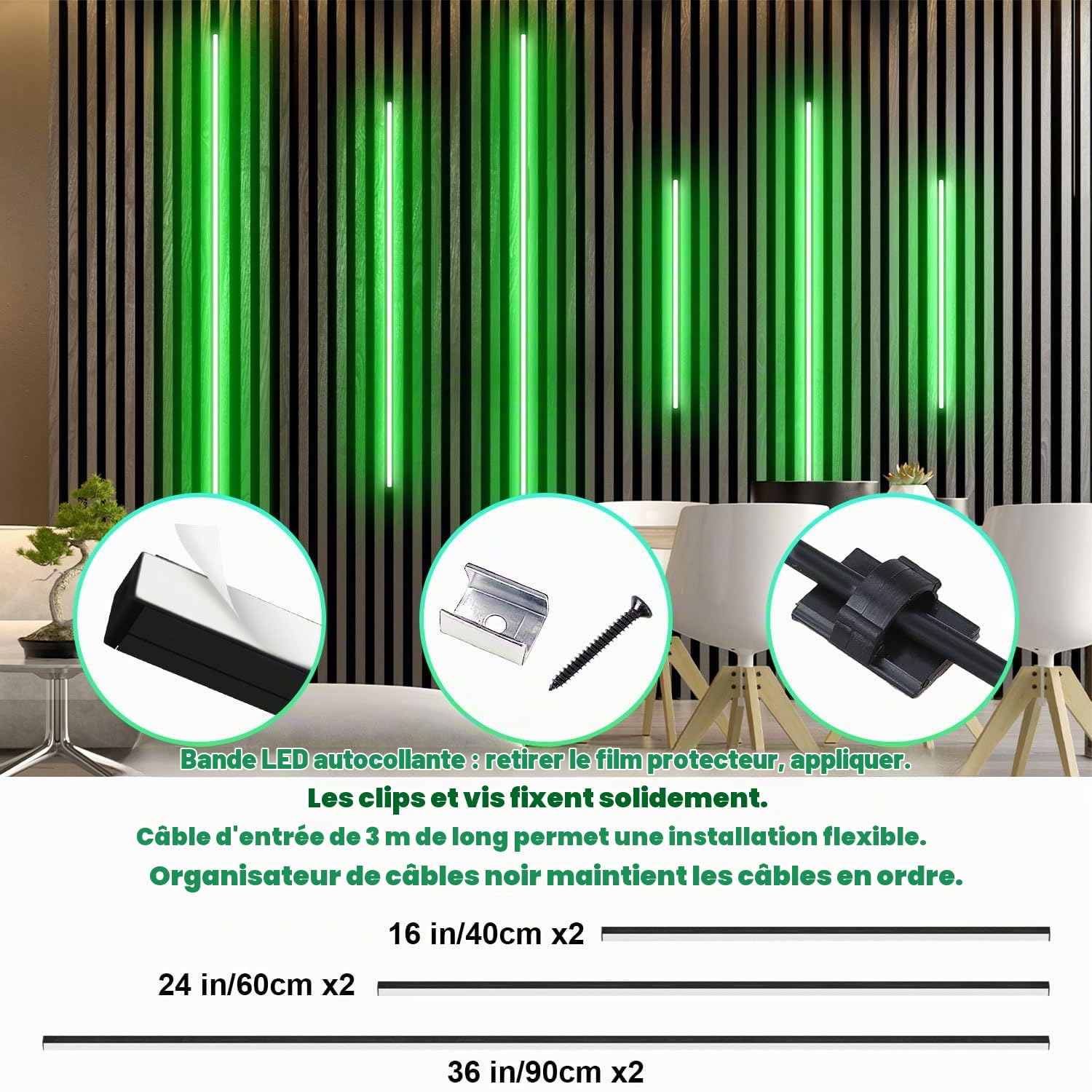 Lichaser Bandes LED RVB pour Panneaux Acoustiques, 6 Ruban Led Cuisine