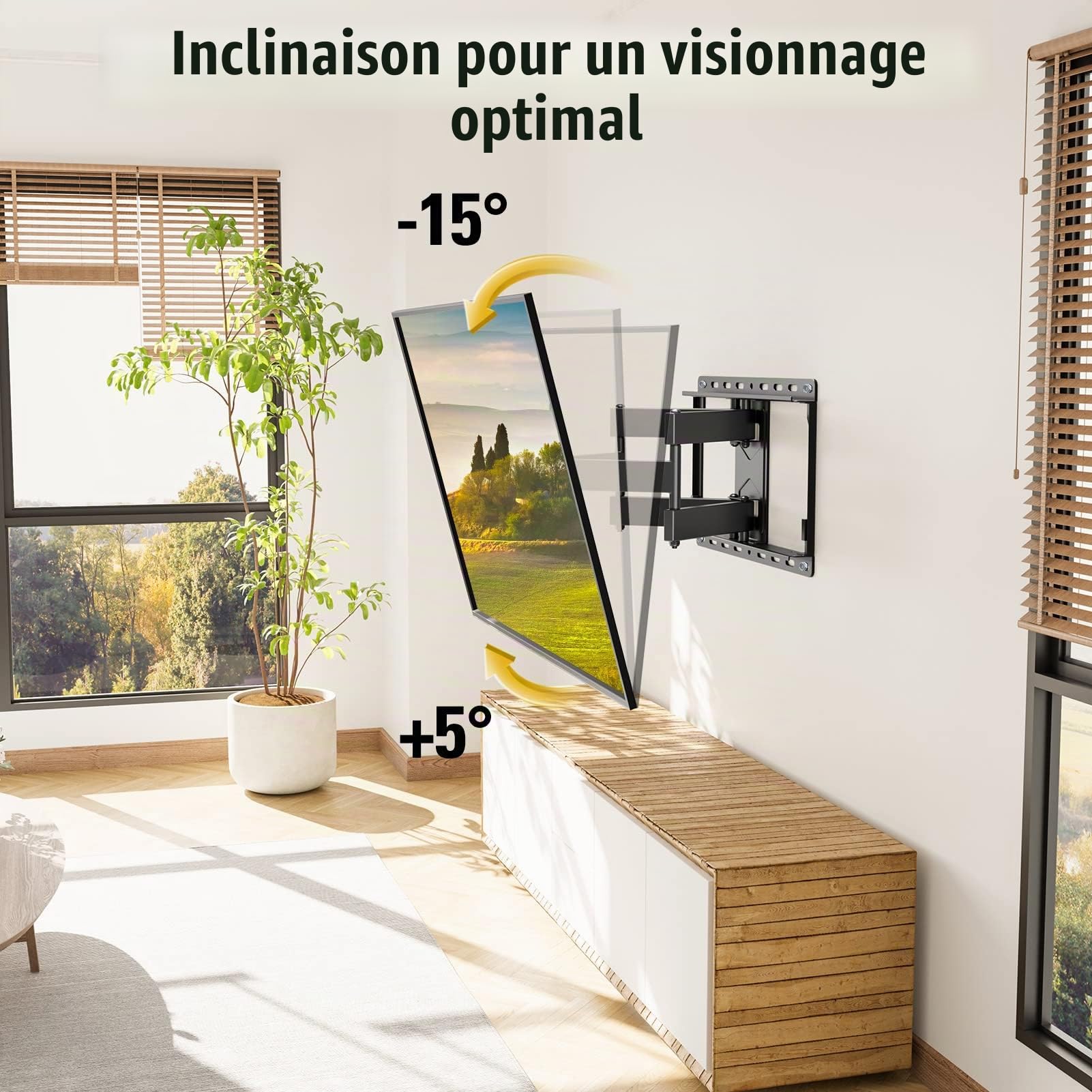 Mounting Dream Support mural TV pivotant et inclinable Support mural TV à bras double pour la plupart des téléviseurs LED, LCD, OLED, plasma 66-140cm (26-55 pouces) avec VESA 75x75-400x400mm jusqu'à
