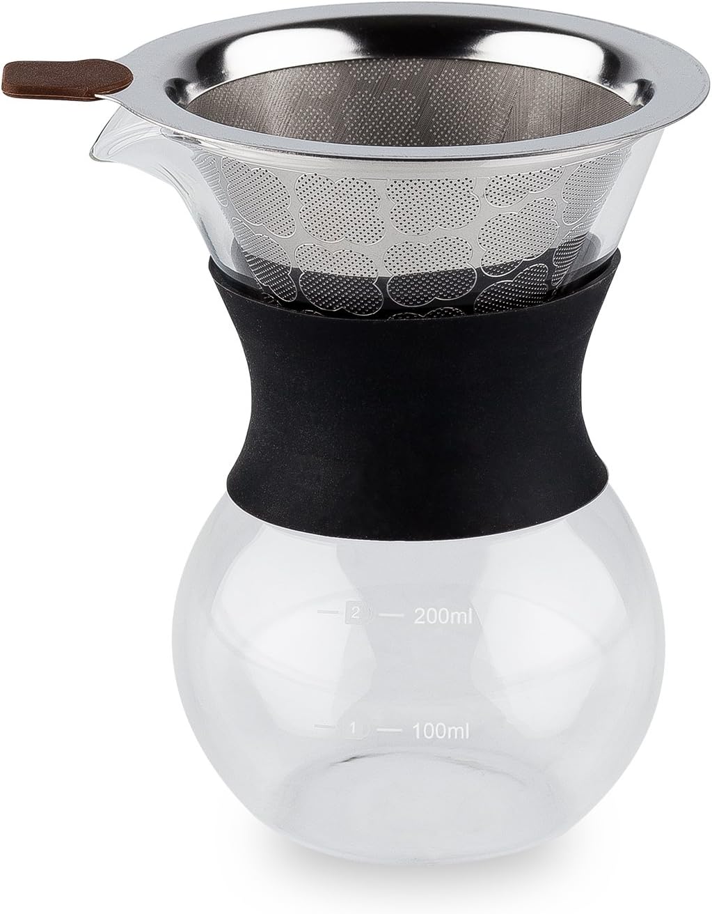 Pour Over Coffee Maker Reusable Stainless Steel Mesh Glass