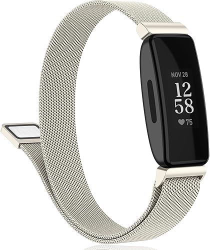 Miniatura 1 de Amzpas Bandas compatibles con Fitbit Inspire 2 bandas para mujeres y hombres, correa de malla de acero inoxidable ajustable magnética de repuesto