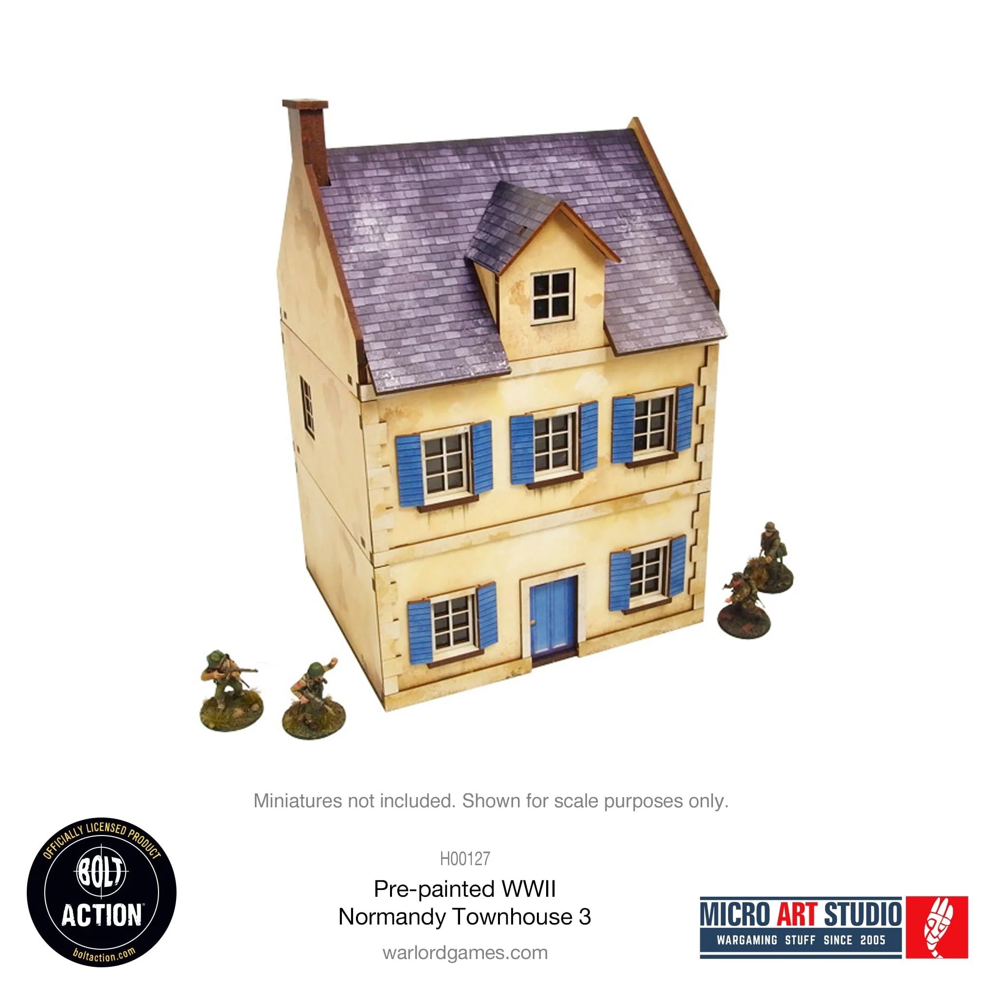 Micro Art Studio: WW2 Normandy Townhouse 3 HDF wstępnie pomalowany teren