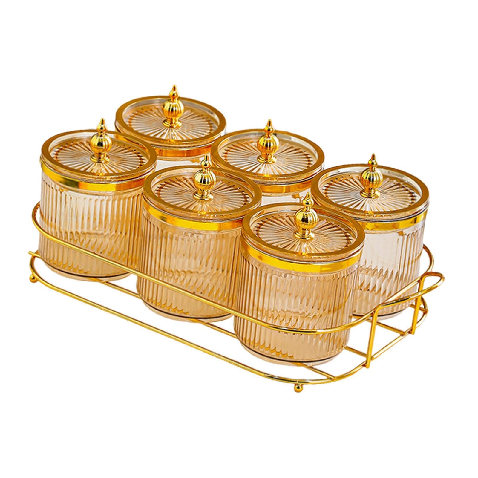 KIXZSAZ Glass Condiment Serving Tray Bar Container With Striking Hosting Parties And Gatherings Can Be Placed Separately To Avoid Mixing Fruit Dessert Snacks, Brown, 35.5x18.5x12cm