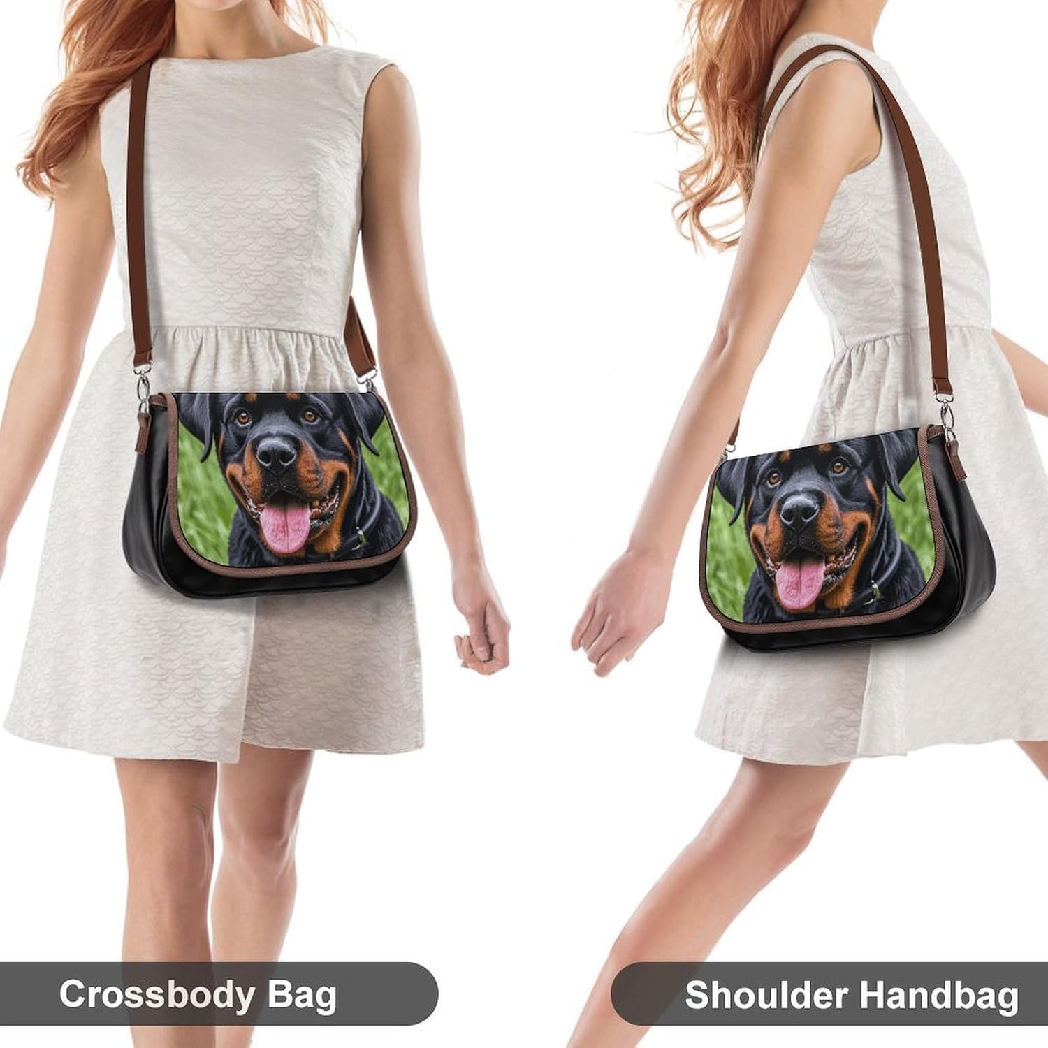Women Crossbody Bags Rottweiler Wallpaper Leather Shoulder Bag With Adjustable Strap Fashion Shoulder Cross Body Purse Multiple Commuter Bag image 4
