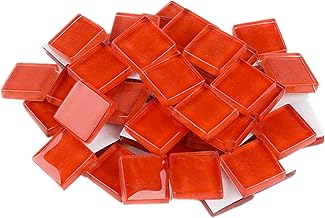 200g Square Glass Mosaic Tiles for Craft Decoration 1.5x1.5cm (Red)