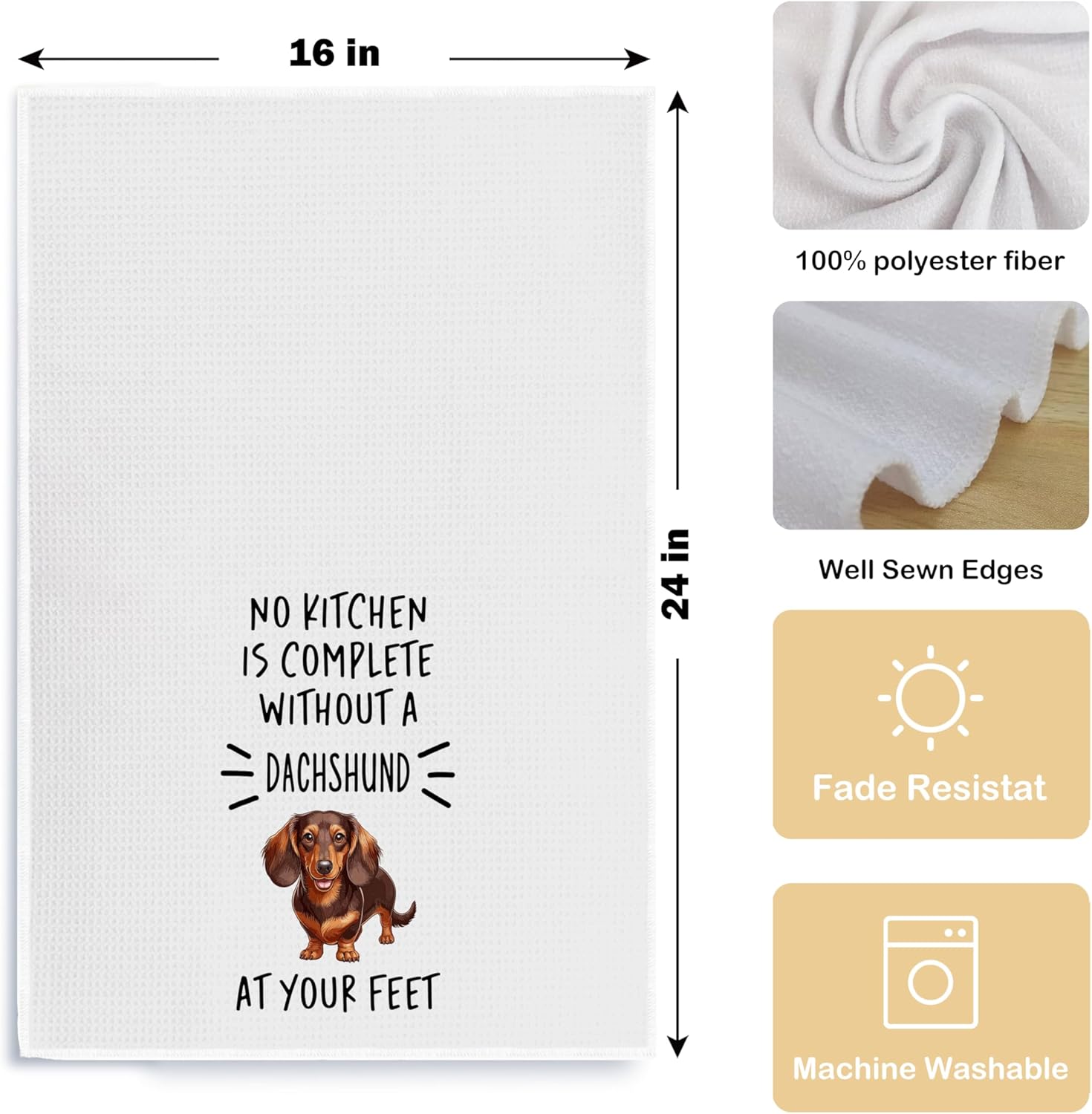 Dachshund Kitchen Hand Towels - Dachshund Wiener Dog Gifts for Women, Weiner Dog Decor, Dachshund Dish Tea Towels 16 X 24 Inches - Image 5