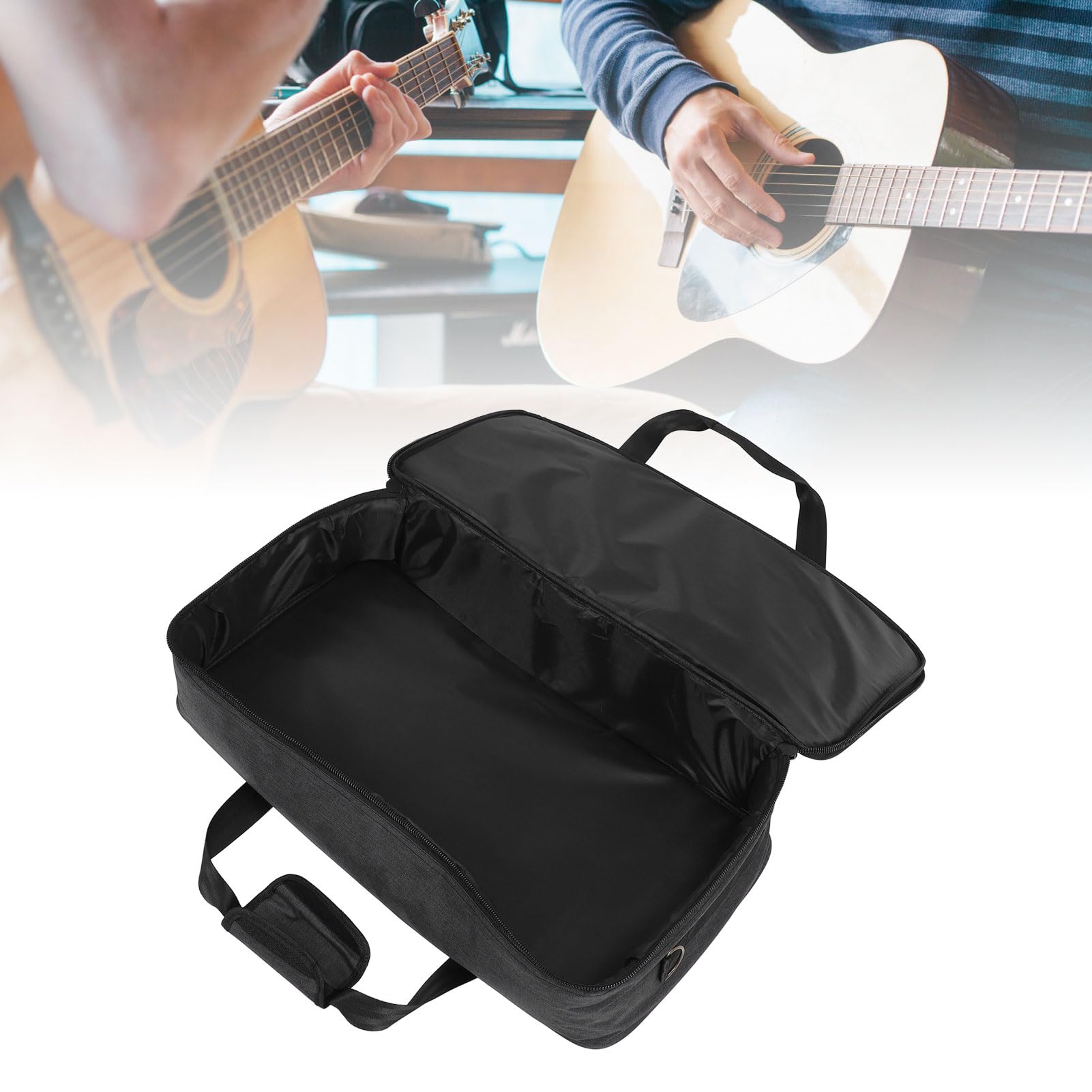 Annadue Bolsa para Pedalera con Efecto de Guitarra, Bolsa de Transporte Portátil de Tela Oxford con Bolsillos y Cremallera para Exteriores