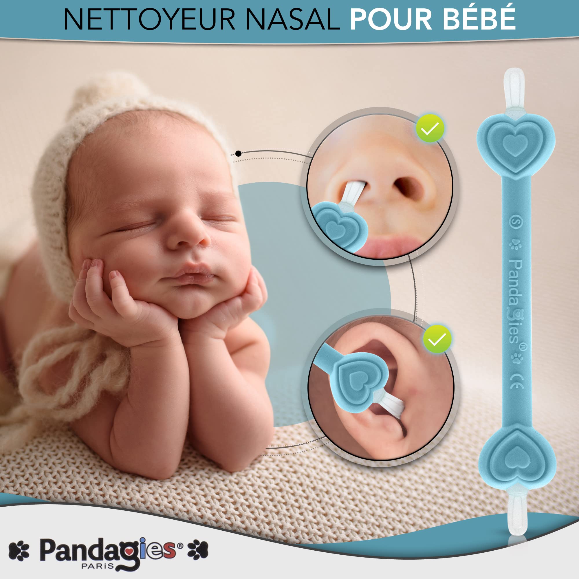 Nettoyeur Nasale Cure Nez et Oreilles Bébé – Compatible Mouche bébé Aspirateur Nasal Nourrisson – Mouche Nez – Sérum Physiologique – Pince de Nettoyage du Nez – Déboucheurs Oreilles – Seringue Nasale.