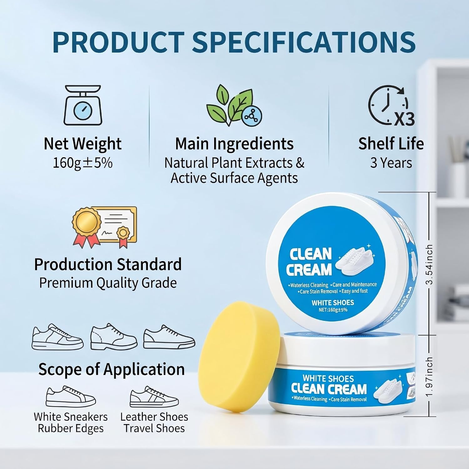 2pcs White Shoe Cleaner, 2026 New Cleaning Cream with Sponge