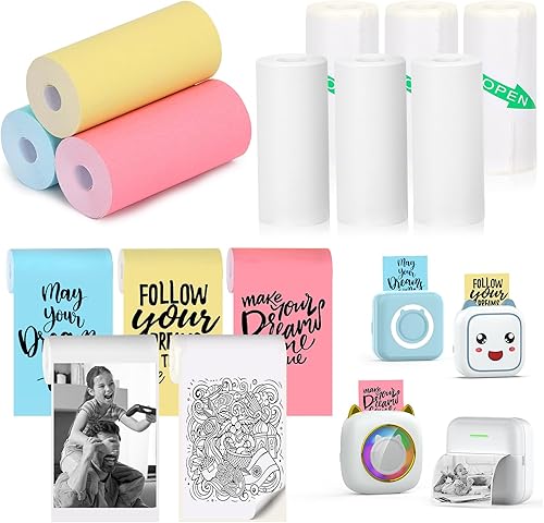 HUIJUTCHEN Mini impresora térmica de 9 rollos de papel adhesivo para impresora térmica Phomemo M02T02M02S y otras mini impresoras de bolsillo