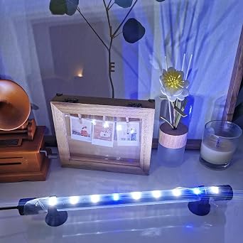 BigTron LED Aquarium Lighting, Waterproof RGB Fish Tank Light Multicolor Underwater Crystal Glass Lights (Blue White 28cm)