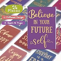 Vista 2 de Zonon 24 mini cuadernos inspiradores para recuerdos de fiesta, bloc de notas de bolsillo, mini cuaderno a granel forrado colorido pequeño diario