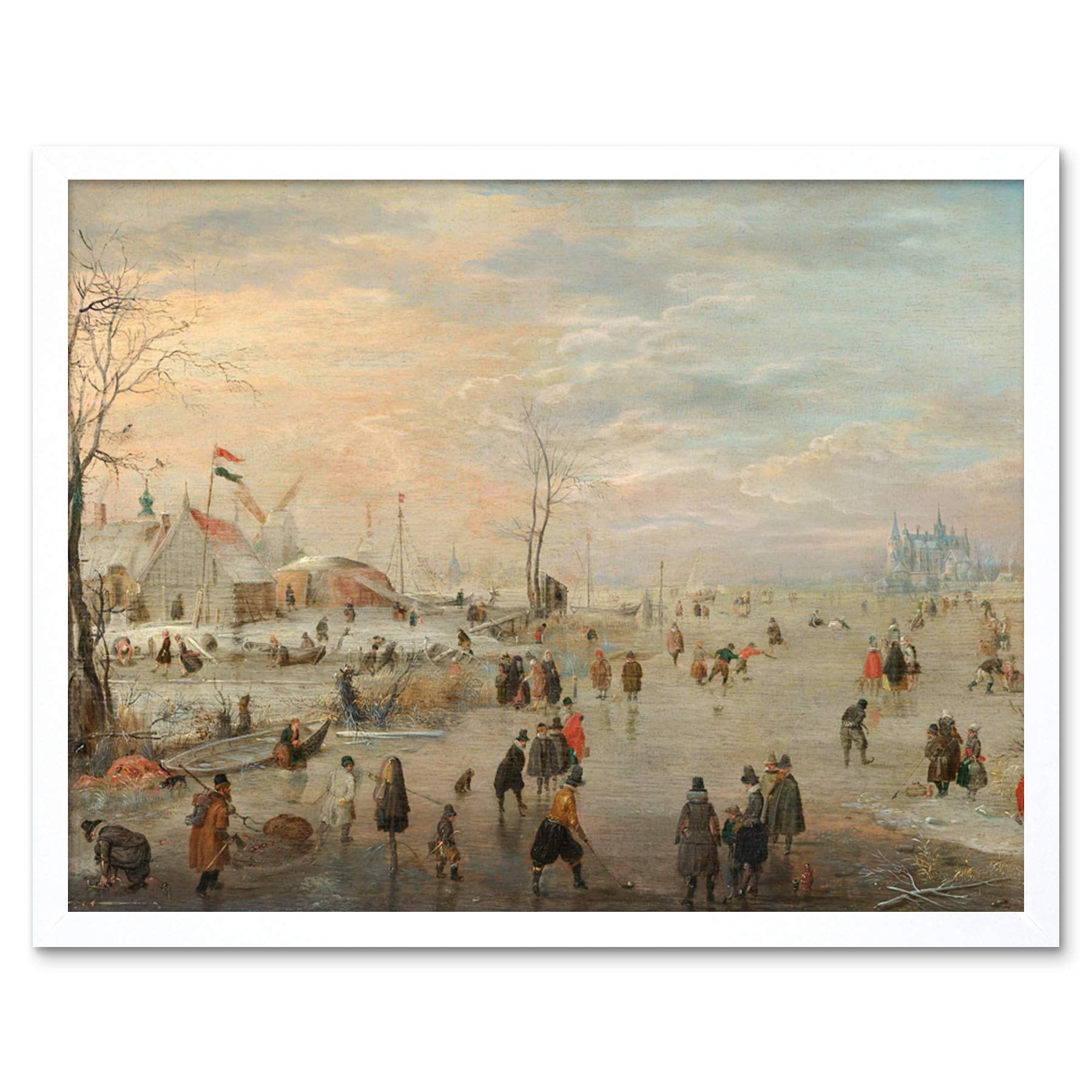 Artery8 Hendrick Avercamp Enjoying The Ice Skating Painting Art Print Framed Poster Wall Decor 12x16 inch