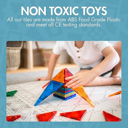 Miniatura 9 de Learn & Grow Paquete de expansión de pista de mármol magnética - 88 piezas Pista de carrera de mármol definitiva, accesorios de azulejos magnéticos,