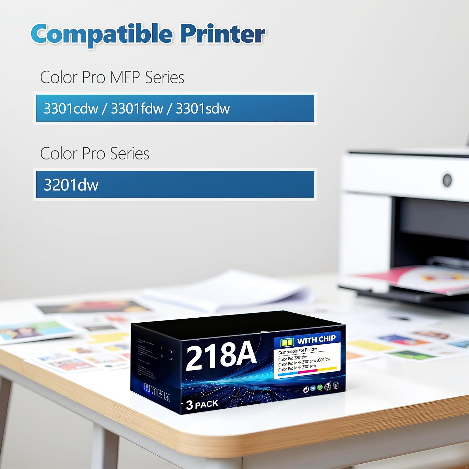 BERRYSKY 218A Toner Cartridge (3-Pack,Cyan/Magenta/Yellow) Compatible HP 218X 218A Toner Cartridges Replacement for Color Pro MFP 3301cdw 3301fdw 3301sdw Color Pro 3201dw Printer