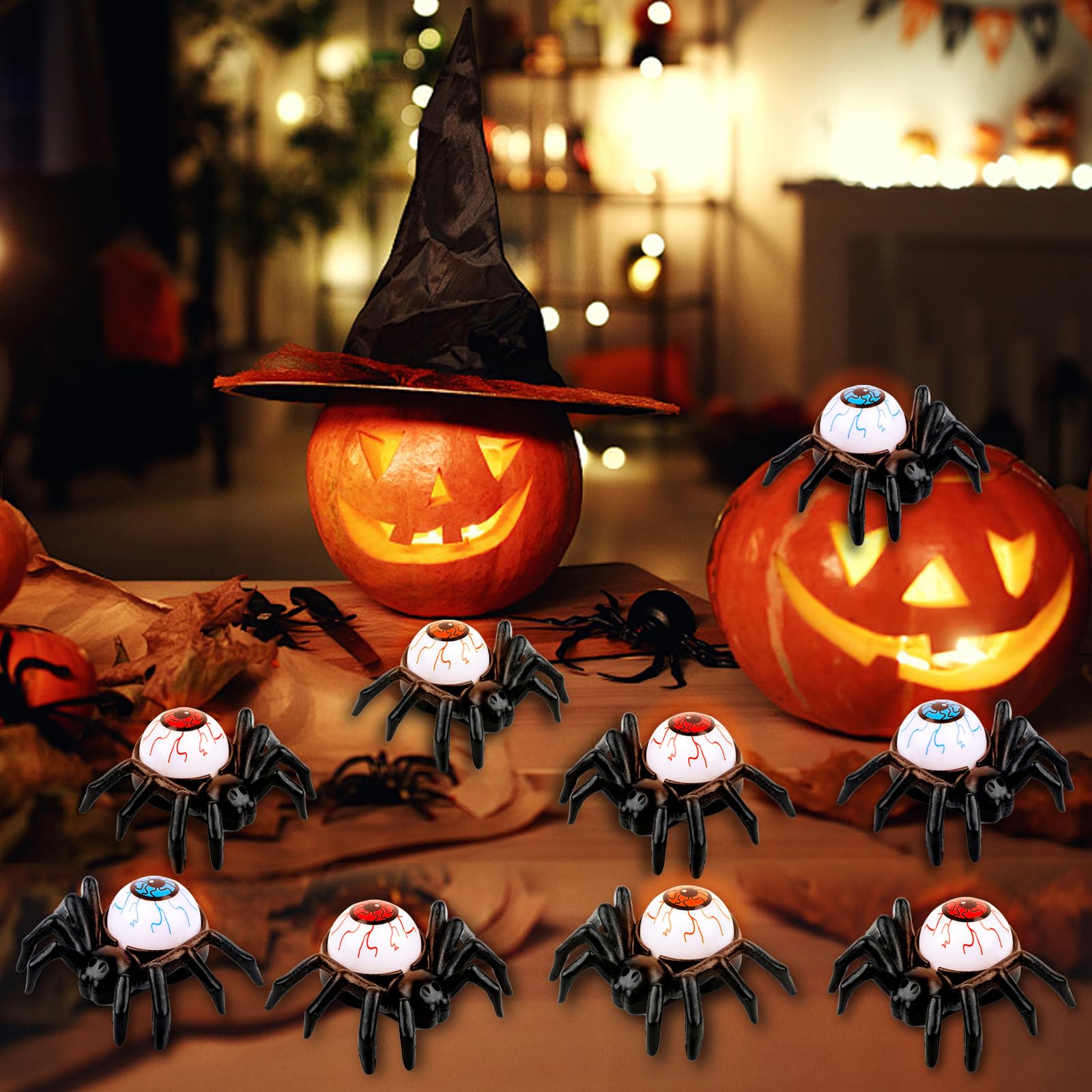 Candele Senza Fiamma Halloween - 12 Pezzi Ragno Tealight LED Tremolante per Decorazione Horror