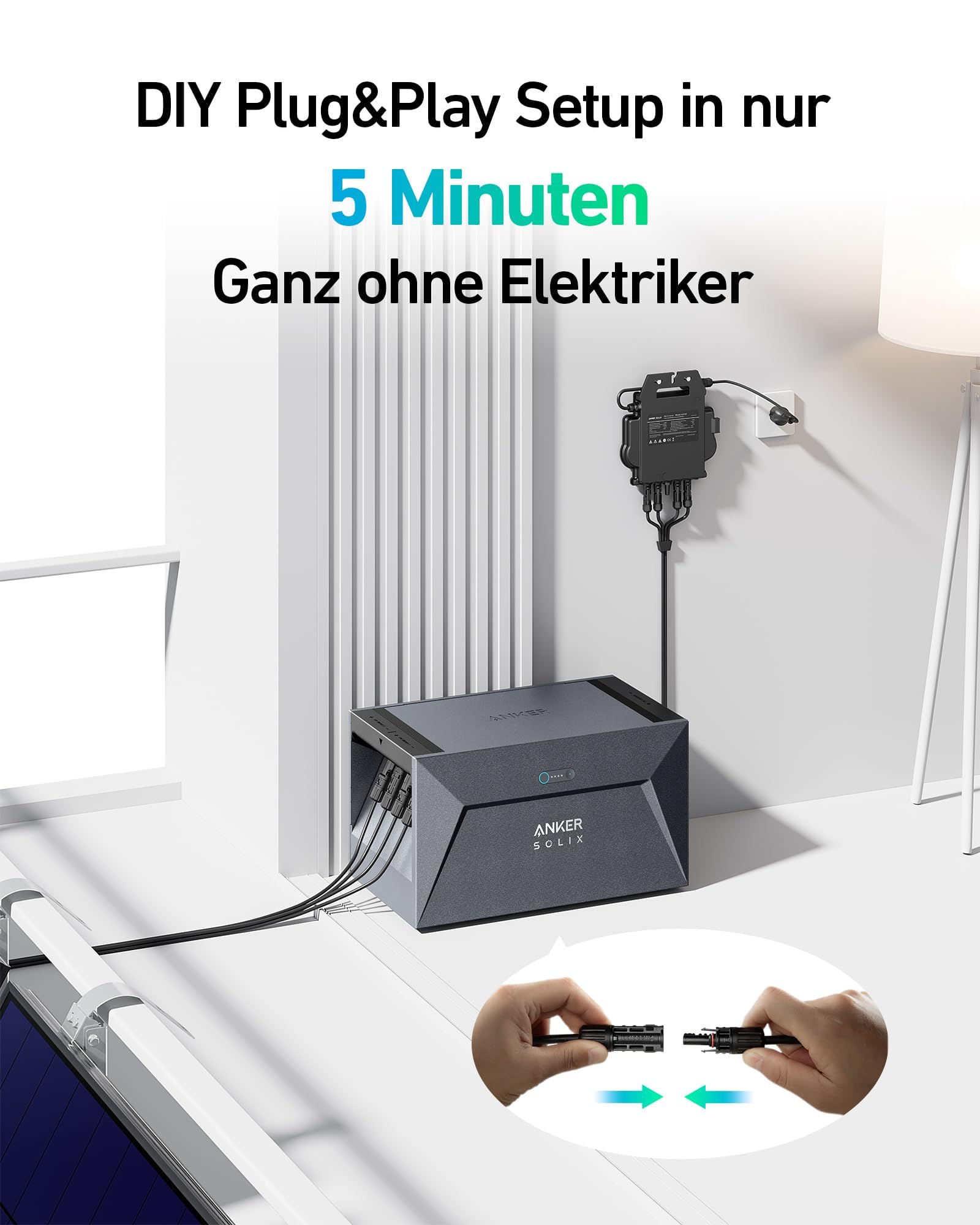 Anker SOLIX Solarbank E1600, 800W Balkonkraftwerk mit Speicher, 1,6kWh Akkukapazität, IP65, 6000 Ladezyklen, LFP Akku, Kompatibel mit 99% Aller Balkonkraftwerke, Installation in 5 Min. Plug&Play