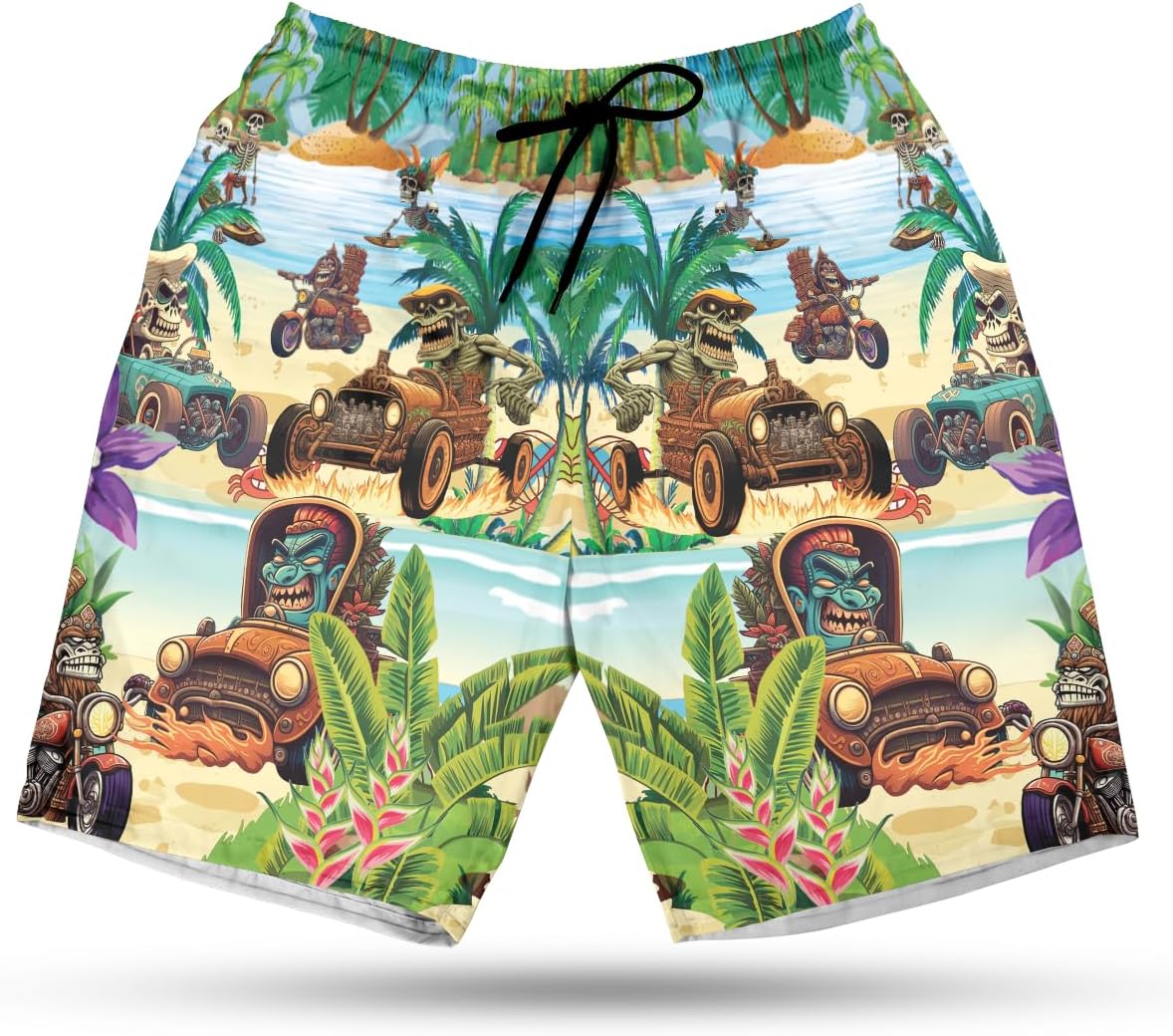Tiki Men's Swim Trunks - Tropical Summer Hawaiian Shorts for Men, Men's Summer Bathing Shorts Set 10