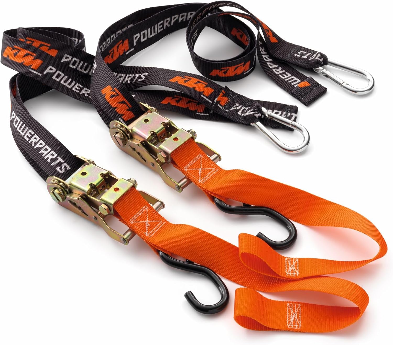 Premium KTM Soft Tie Downs with Ratchet and Clip Hooks (2