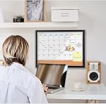 Monthly Whiteboard Calendar with Cork Board for Wall, 17"x13",Magnetic Dry Erase Board with Black Wood Framed,2-1 Wall Planner Whiteboard,Bulletin Board with Pins for Home,School,Office