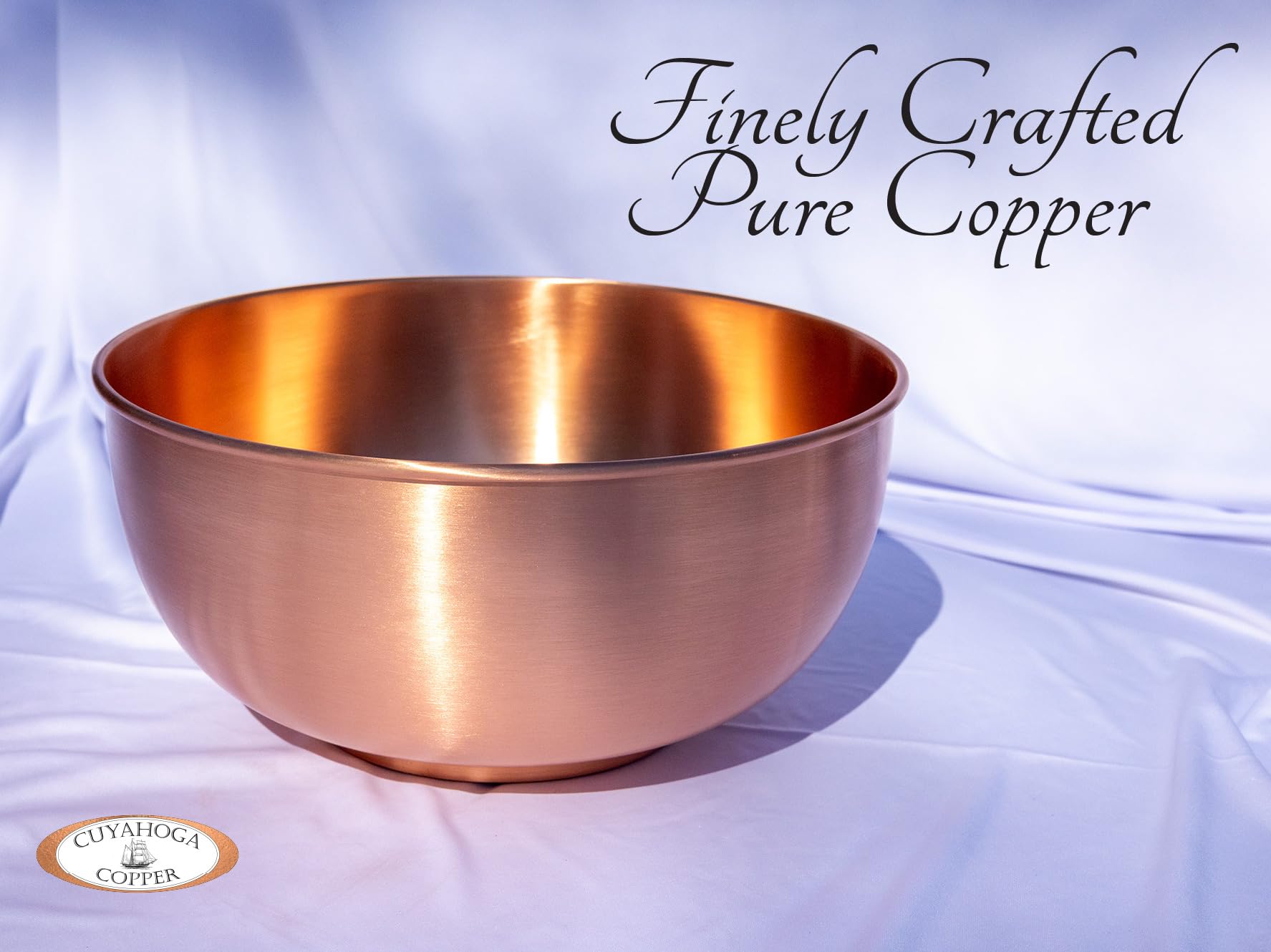 Cuyahoga Copper 12-Inch Pure Copper Bowl – Heavy Gauge, Smooth Satin Finish – Serve, Display, Mix, or Decorate – Elegant Centerpiece or Kitchen Bowl – Gift-Ready in Retail Box