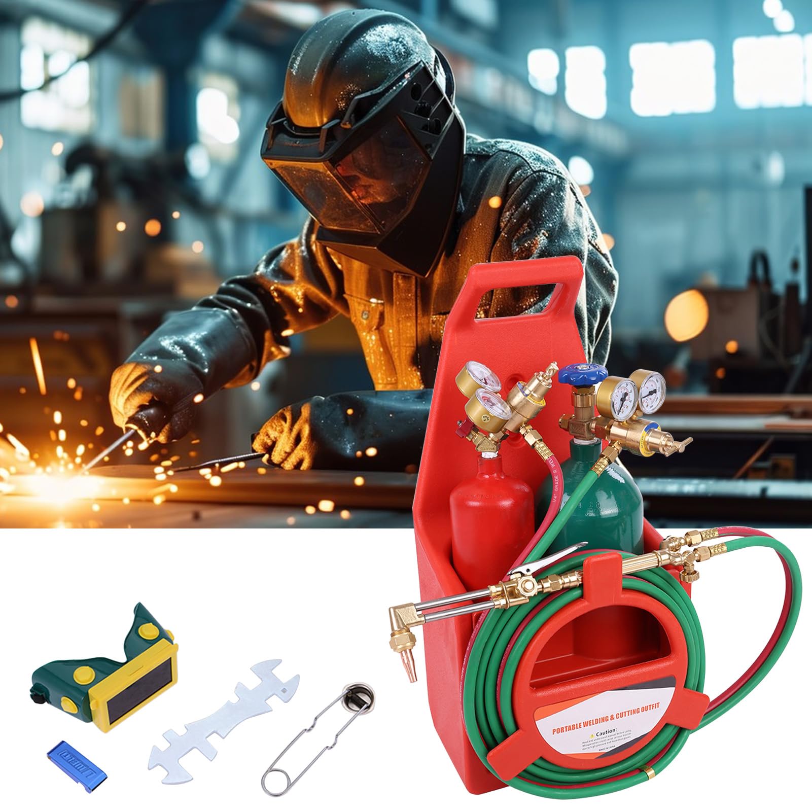Awjaisca Oxy Acetylene Torch Kit with 4L Oxygen and 2L Acetylene