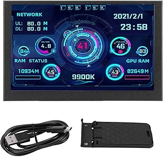 Monitor de dados cpu pc de 5 polegadas, monitor de painel de sensor pc ips usb tipo c, mini tela usb ips para exibição de temperatura aida64 pc cpu gpu ram monitor de dados