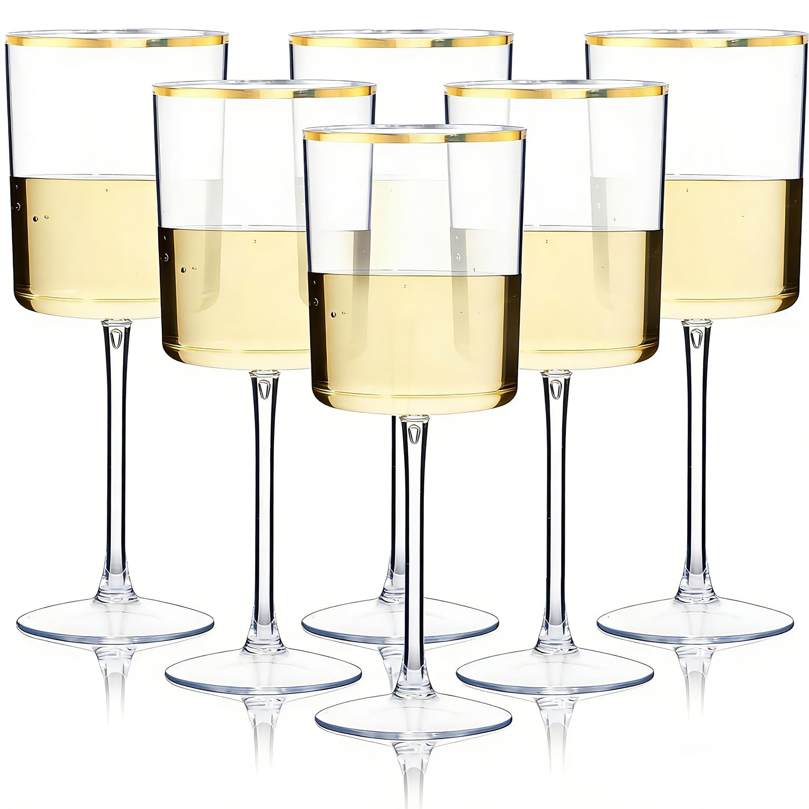 Photo 1 of Ciaell 12 Pack Plastic Wine Glasses - 10 Oz Gold Rim