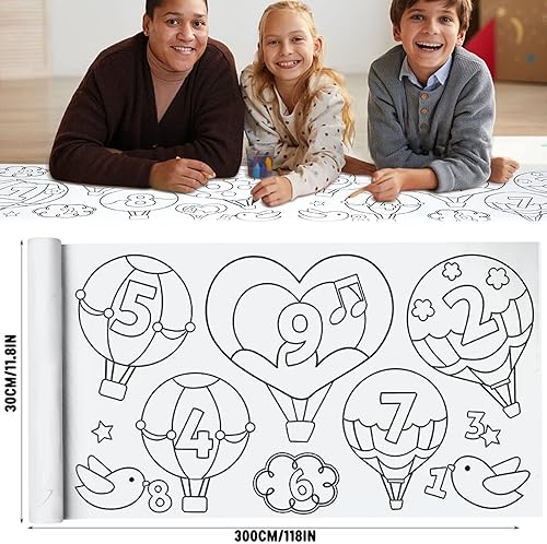 Miniatura 3 de Rollo de dibujo para niños, rollo de papel para colorear 2023 para niños, rollo de papel de dibujo de pintura de 120 x 11.8 pulgadas, rollo de papel