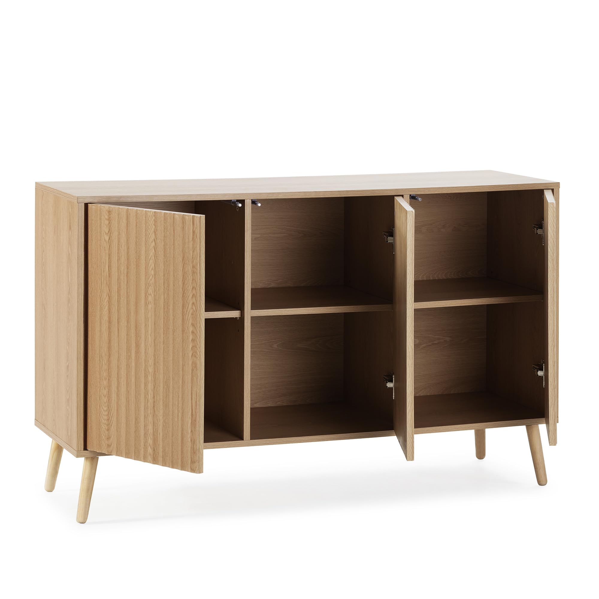 HOMN LIVING Aparador Lluvia 3 Puertas Color Roble, 120 cm (Ancho) 40 cm (Profundo) 76 cm (Altura)