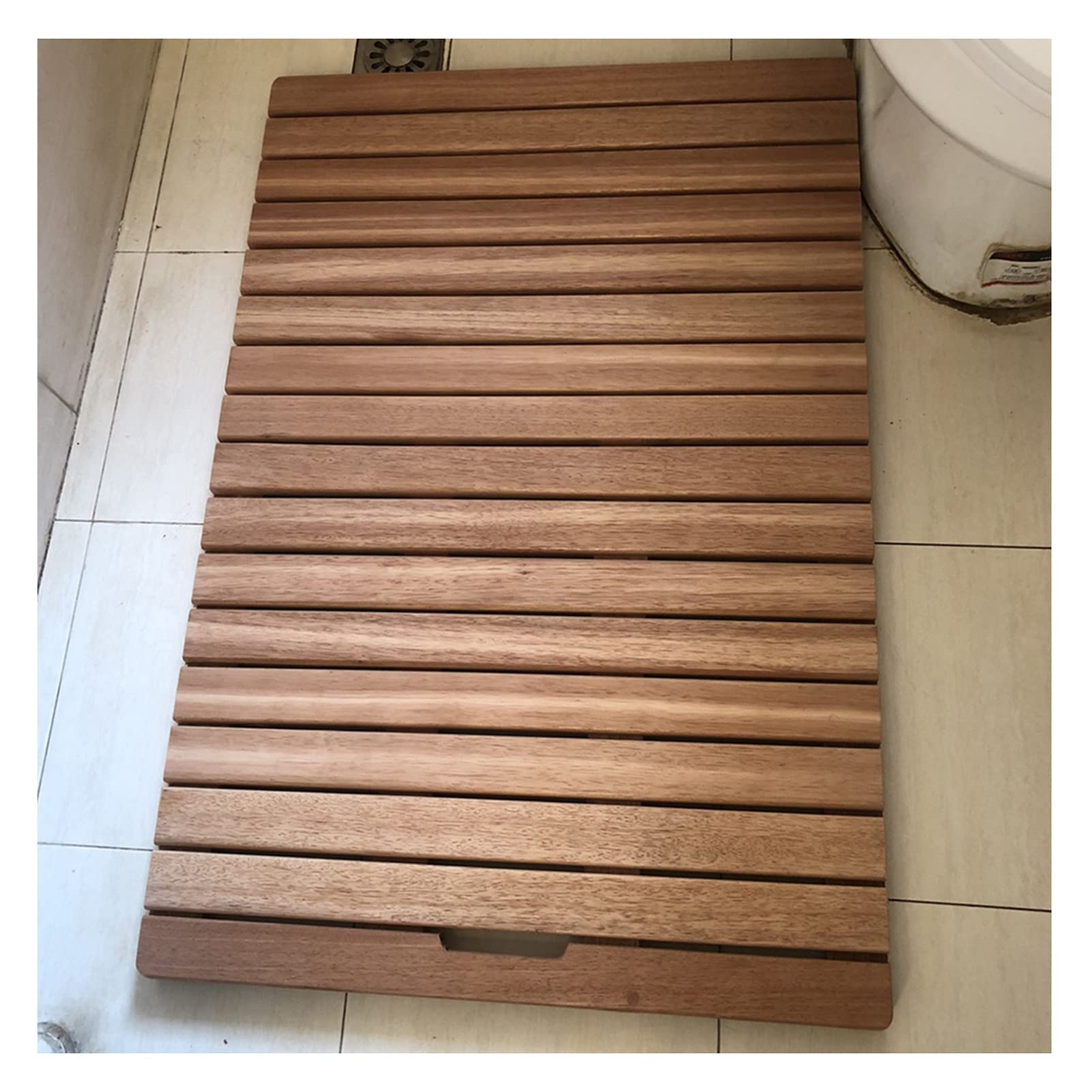 Tapis de douche antidérapant en bambou naturel avec panneau d'évacuation de sauna sans pépins