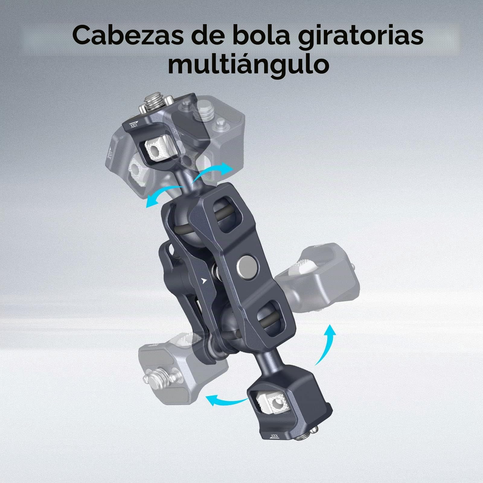 SMALLRIG Brazo Mágico de Dos Cabezas Esféricas con Tornillos de 1/4"-20, Carga Máxima de 6 kg, Solo 88g, Hecho de Aleación de Aluminio y Acero Inoxidable - 3873