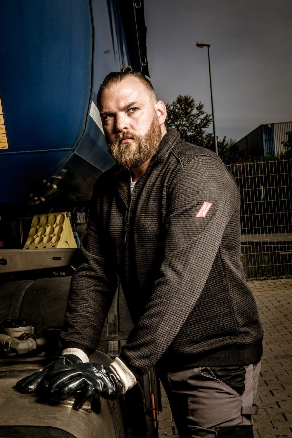 Nitras Herrenpullover Motion TEX Plus für die Arbeit mit Gummibund & hohen Stehkragen
