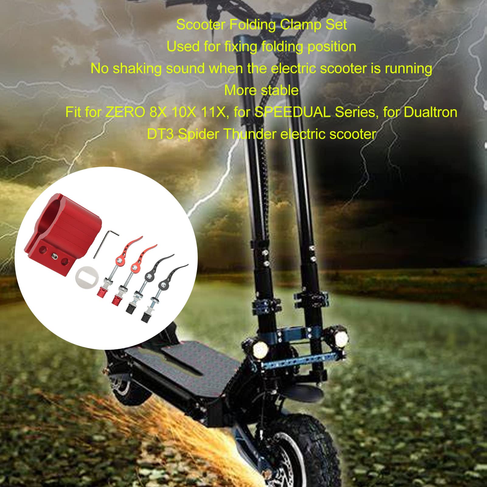 Electric Scooter Rugged Lock -Befestigung für Null 8x 10x 11x - Stabile Aluminiumlegierungsklemme Set für Dualtron DT3 Spider Thunder Scooter, Tragbares Zubehör Kit für Home and Repair Shop (Rot)