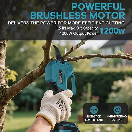 Miniatura 10 de Tijeras de podar eléctricas para batería DeWalt de 20 V máximo, podadora DeWalt inalámbrica con motor sin escobillas y capacidad de corte de 1.5