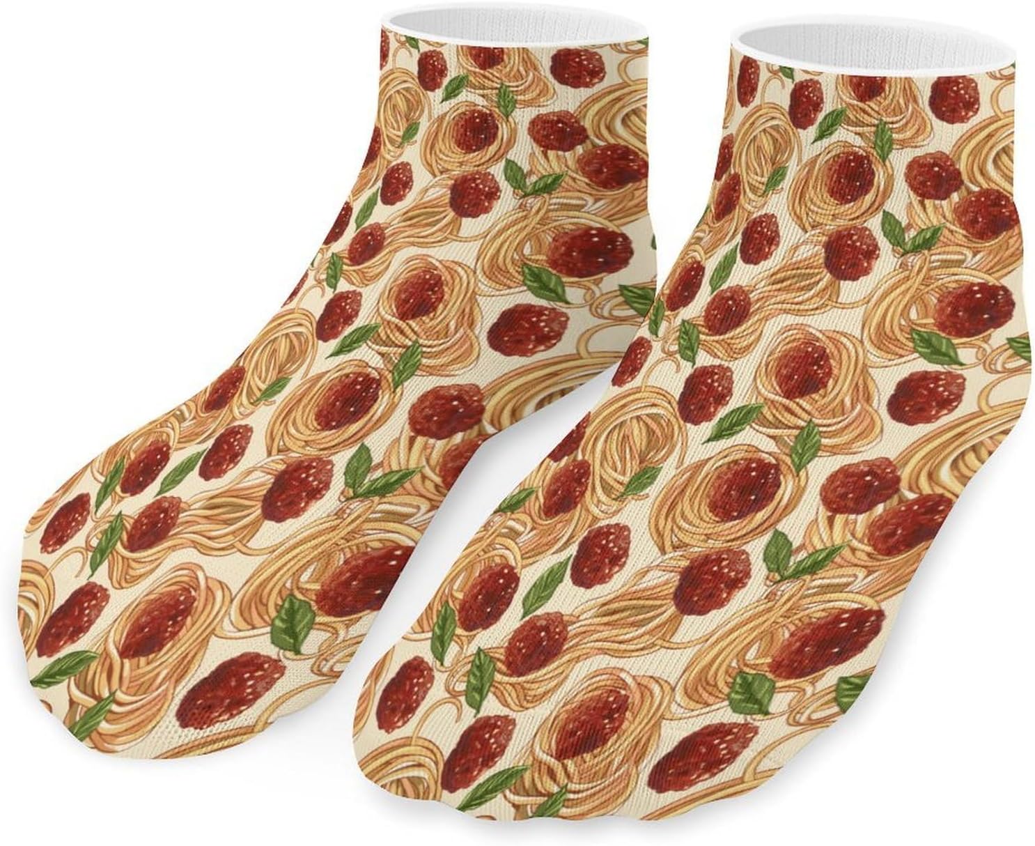 Italian Food Meatball Spaghetti Ankle Socks for Men Women Low Cut Crew Sock Casual Sports Clothing