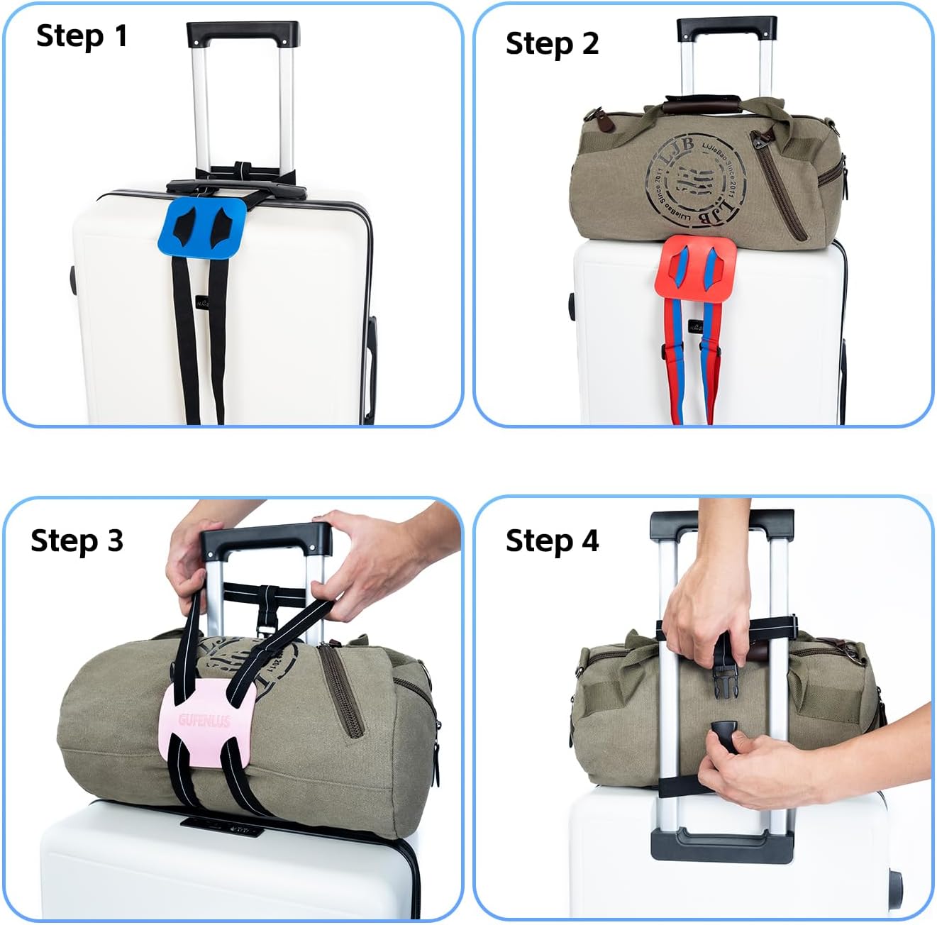Luggage Straps Bag Bungees for Add a Bag Easy to Travel Suitcase Elastic Strap Belt (Gray/Black 1pcs) thumbnail