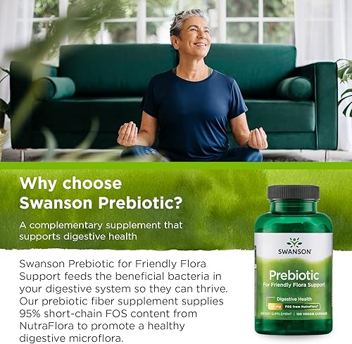 Miniatura 6 de Swanson Cápsulas prebióticas  Promueve el apoyo amigable de la flora y la salud digestiva general  Fibra prebiótica que promueve la salud intestinal