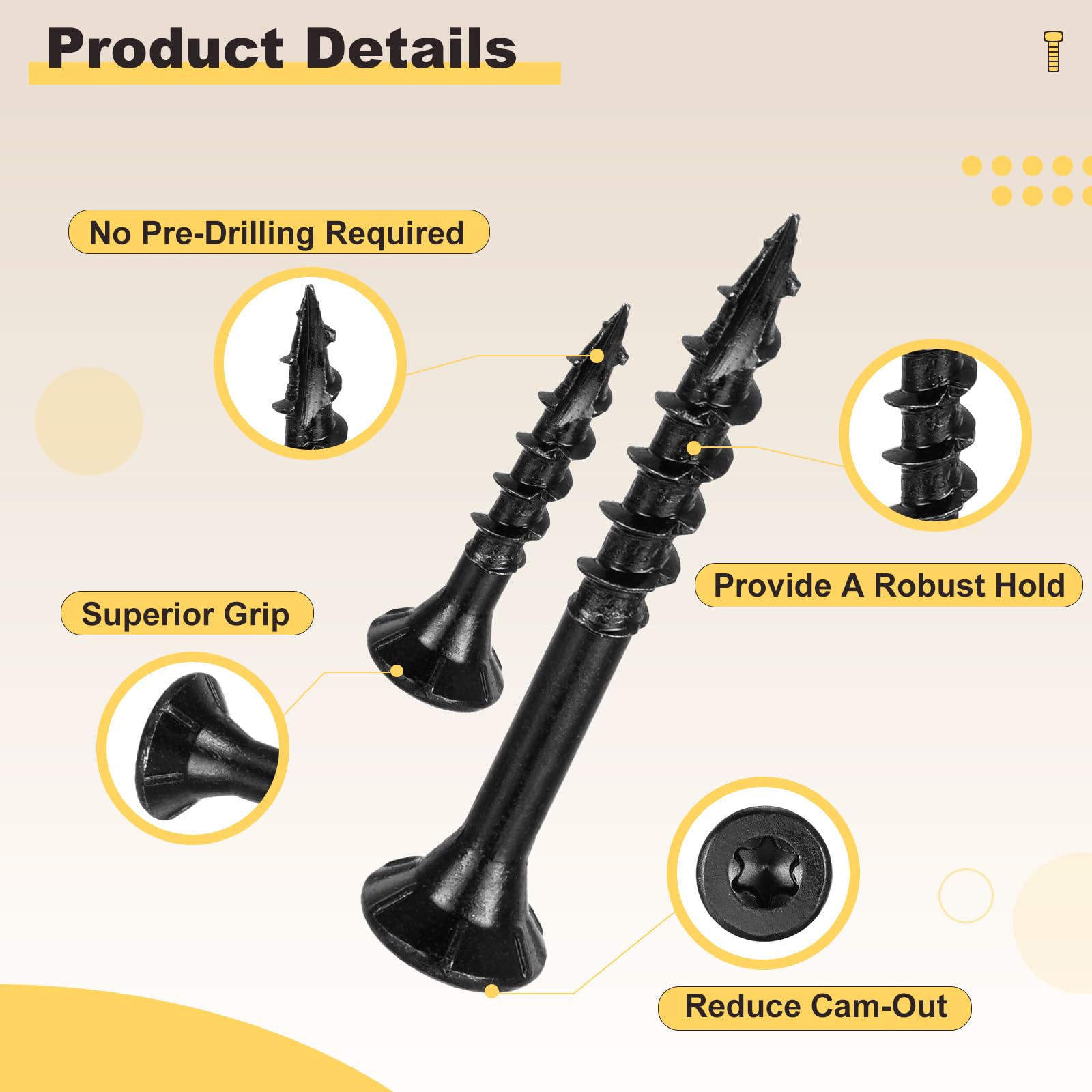 METALLIXITY Deck Screws (#8x1") 100Pcs, Carbon Steel Wood Screw Decking Screws Epoxy Coated with T25 Torx Drive Head - Image 3