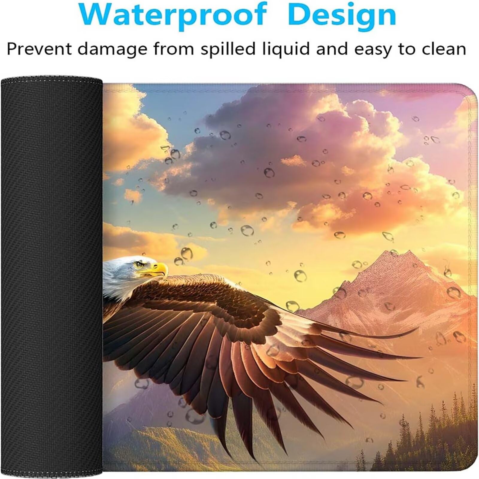 Alfombrilla Ratón Montaña Águila Alfombrilla Ratón XXL 1400x600x3mm Mouse Pad Resiste Salpicaduras, Extendida de Gran Tamaño con Bordes Cosidos, Mejora la Precisión y la Velocidad,Antideslizante y-419