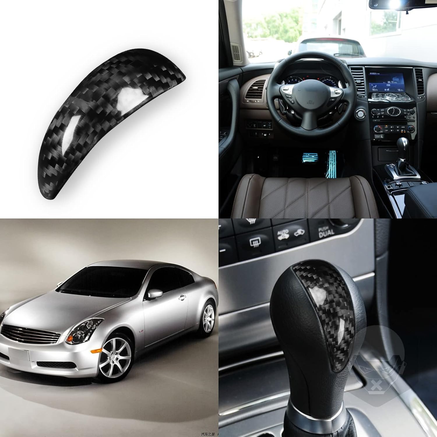 for Infiniti QX50 QX70 QX56 QX80 G35 G37 G25 Q40 FX35 FX37 FX50 EX35 EX37 EX25 EX30D Gear Shift Knob Cover Trim Car Shifter Protector Decor Accessory