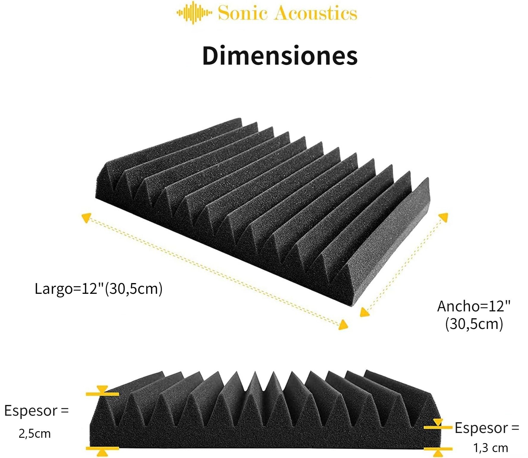 Fstop Labs Paneles Acusticos 12 Piezas, 2,5x30x30 cm Panel Acustico Aislamiento Acustico para Estudios de Grabación, Oficinas, Sala Acústica, Insonorizacion Acustica Pared