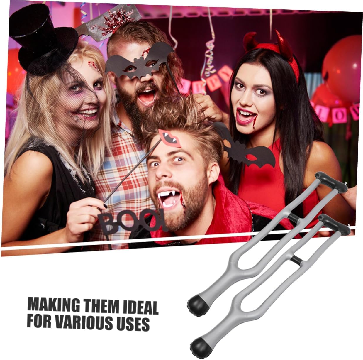 4pcs Inflatable Cane Pvc Walking Stick Props for Parties Halloween and Cosplay Lightweight Inflatable Crutches for Stage Performance and Costume Decorations