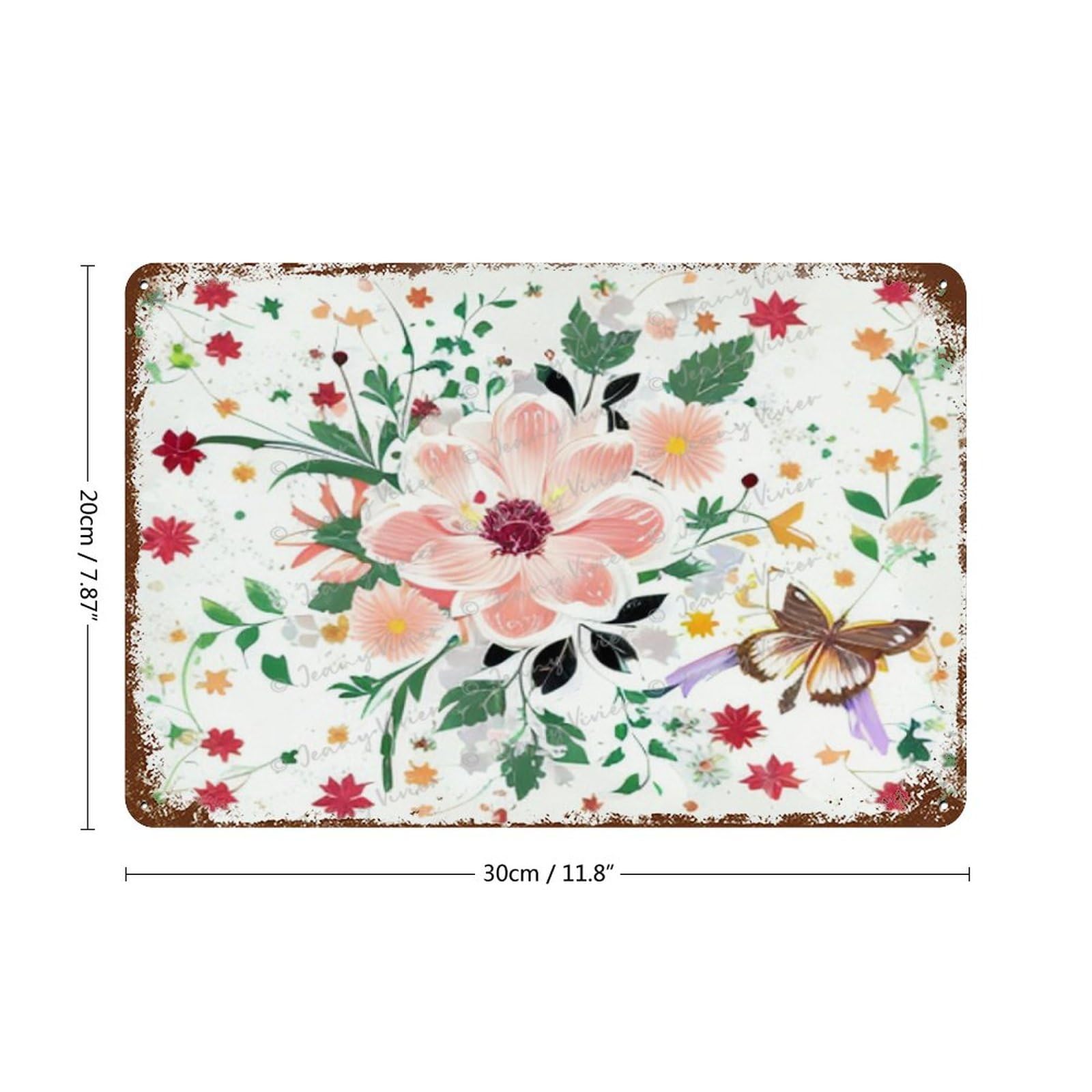 GLOBLELAND Plaque En Métal Vintage Mucha Pour Cheveux Longs Femme Art Nouveau Beauté Entourée De Fleurs Plaque En Étain Pour Femme, Décoration Murale Rétro Pour Restaurants Bars Pubs 20x30cm