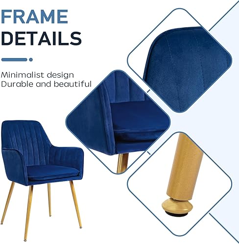 Miniatura 7 de CangLong Furniture - Juego de 2 sillas modernas para sala de estar, comedor, con brazos decorativos, para club, invitados, con patas de metal