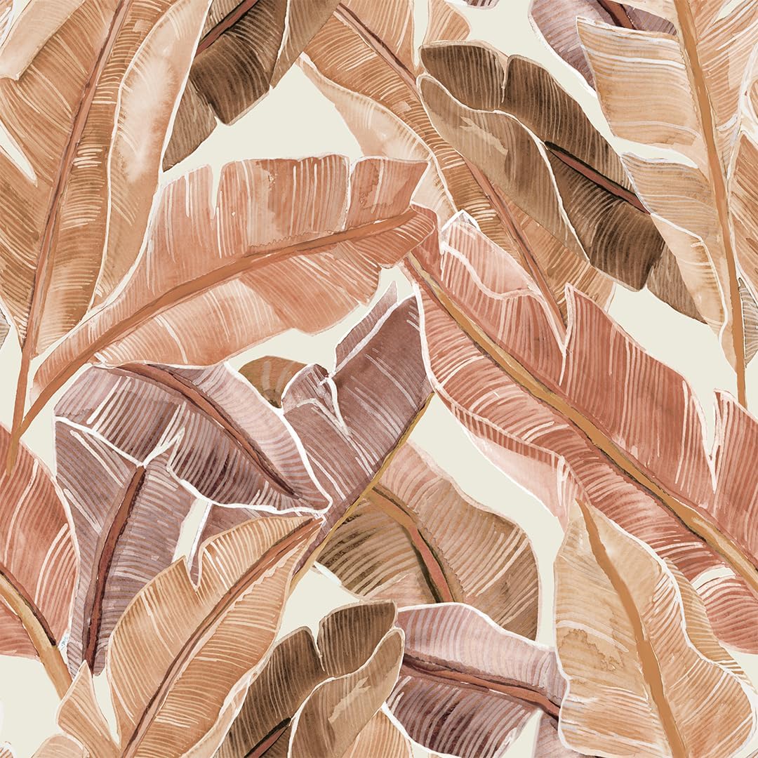 Tempaper Red Bahama Palm Removable Peel and Stick Wallpaper, 20.5 in X 16.5 ft, Made in The USA