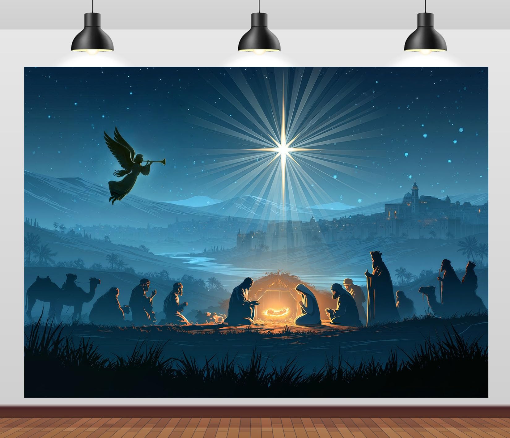 BELECO 5.2x3m Sfondo in tessuto Natività scena presepe di Natale