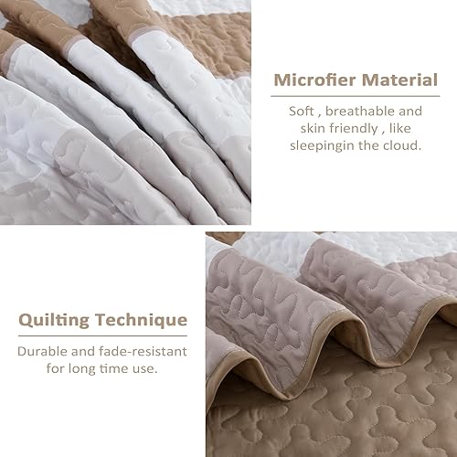 Vista 139 de Juego de edredón gris tamaño King, colcha de cultivo bohemio de otoño a rayas, juego de ropa de cama de microfibra bohemia de 3 piezas, colcha Gris