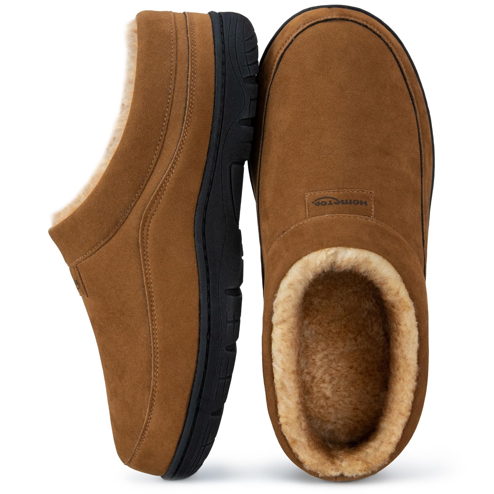 HomeTopMen's Moccasin Slippers Soft Warm Non-slip Memory Foam Indoor House Shoes with Fluffy LiningGlobal Recycled StandardGlobal Recycled StandardGlobal Recycled Standard