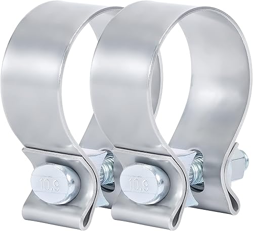 Abrazadera de escape de 2.25 pulgadas, abrazadera de banda de escape estrecha de 2 1/4 de acero inoxidable 304 (2 piezas)