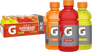 Gatorade Thirst Quencher Variety Pack Sports Drink, 18 x 12oz Bottles - Electrolytes & Carbs for Rapid Athlete Rehydration